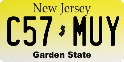 NJ license plate C57MUY