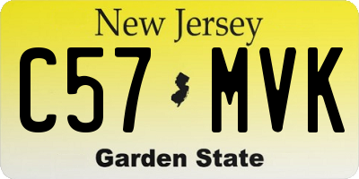 NJ license plate C57MVK