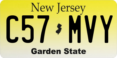 NJ license plate C57MVY
