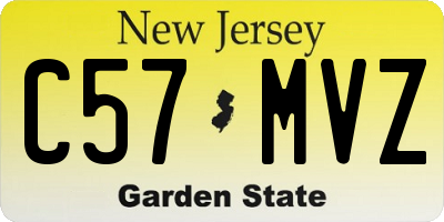 NJ license plate C57MVZ
