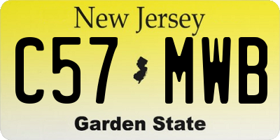 NJ license plate C57MWB