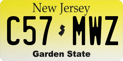 NJ license plate C57MWZ
