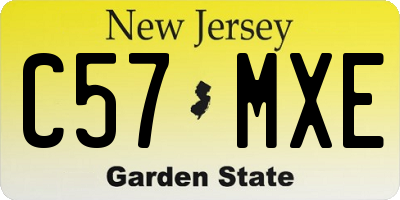 NJ license plate C57MXE