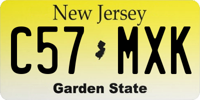 NJ license plate C57MXK