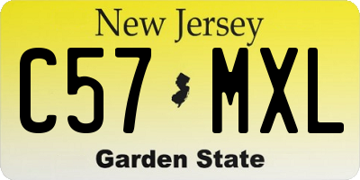 NJ license plate C57MXL