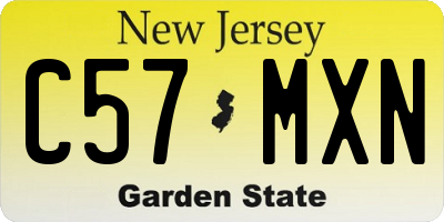 NJ license plate C57MXN