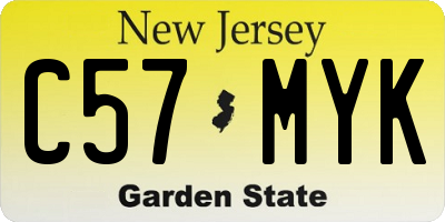 NJ license plate C57MYK