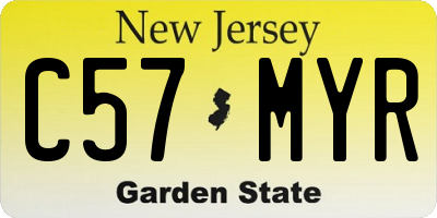 NJ license plate C57MYR