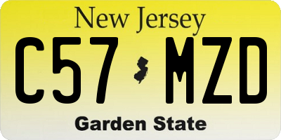 NJ license plate C57MZD