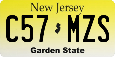 NJ license plate C57MZS