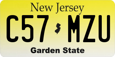 NJ license plate C57MZU