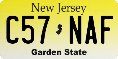 NJ license plate C57NAF