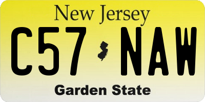 NJ license plate C57NAW