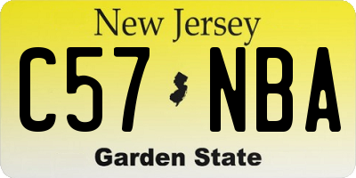 NJ license plate C57NBA