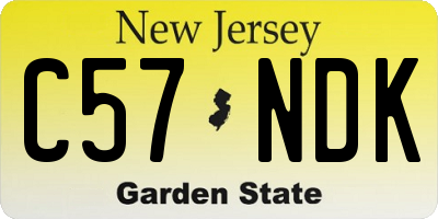 NJ license plate C57NDK