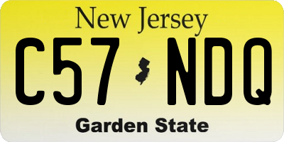NJ license plate C57NDQ