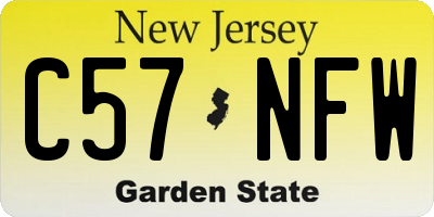 NJ license plate C57NFW