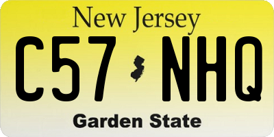 NJ license plate C57NHQ
