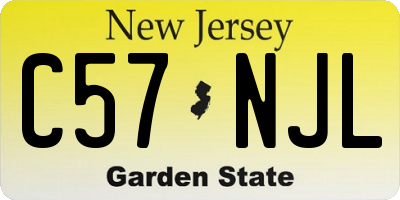 NJ license plate C57NJL
