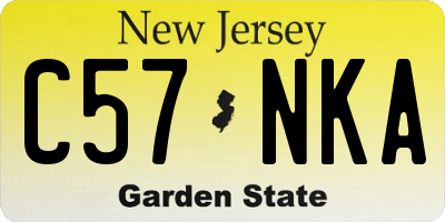 NJ license plate C57NKA