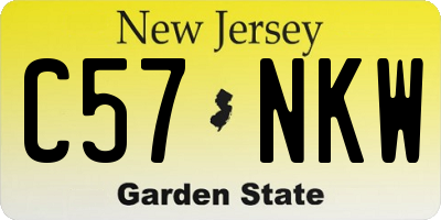 NJ license plate C57NKW