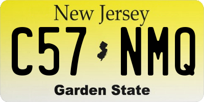 NJ license plate C57NMQ