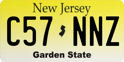 NJ license plate C57NNZ