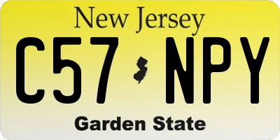 NJ license plate C57NPY