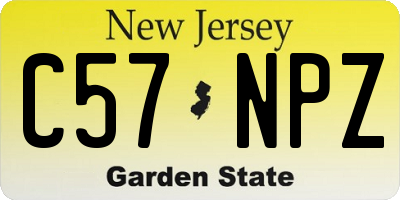 NJ license plate C57NPZ