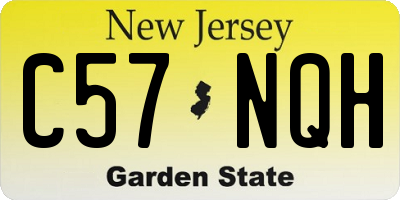 NJ license plate C57NQH