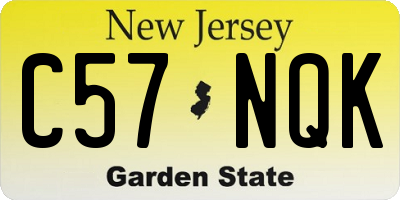 NJ license plate C57NQK