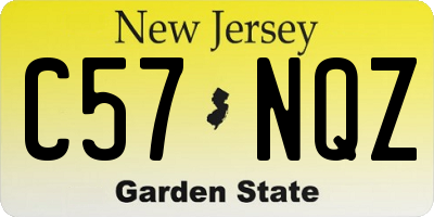 NJ license plate C57NQZ