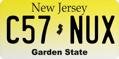 NJ license plate C57NUX