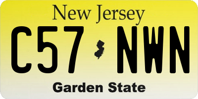 NJ license plate C57NWN