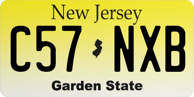 NJ license plate C57NXB