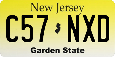 NJ license plate C57NXD