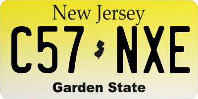 NJ license plate C57NXE