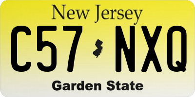 NJ license plate C57NXQ