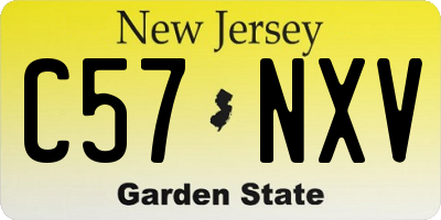 NJ license plate C57NXV