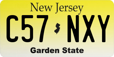 NJ license plate C57NXY