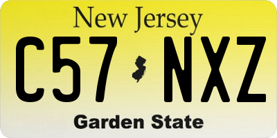 NJ license plate C57NXZ