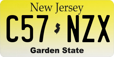 NJ license plate C57NZX