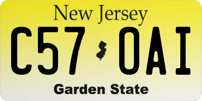 NJ license plate C57OAI