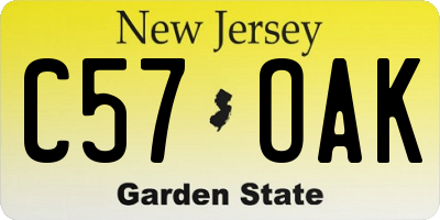 NJ license plate C57OAK