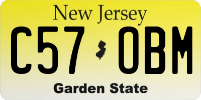 NJ license plate C57OBM