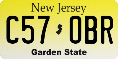 NJ license plate C57OBR
