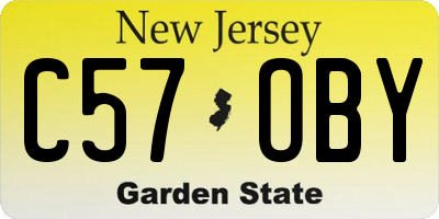 NJ license plate C57OBY