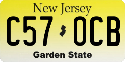 NJ license plate C57OCB