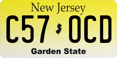 NJ license plate C57OCD