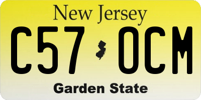 NJ license plate C57OCM